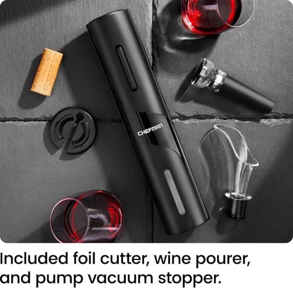 91LISX2ZdCL._AC_SL1500_ Chefman Electric Wine Opener Review Sleek Battery-Operated Corkscrew Set with Accessories